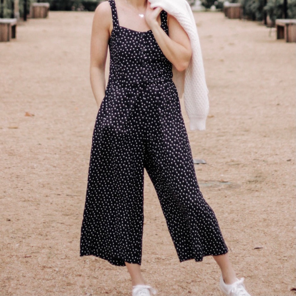 Ann Taylor LOFT Black Floral Jumpsuit